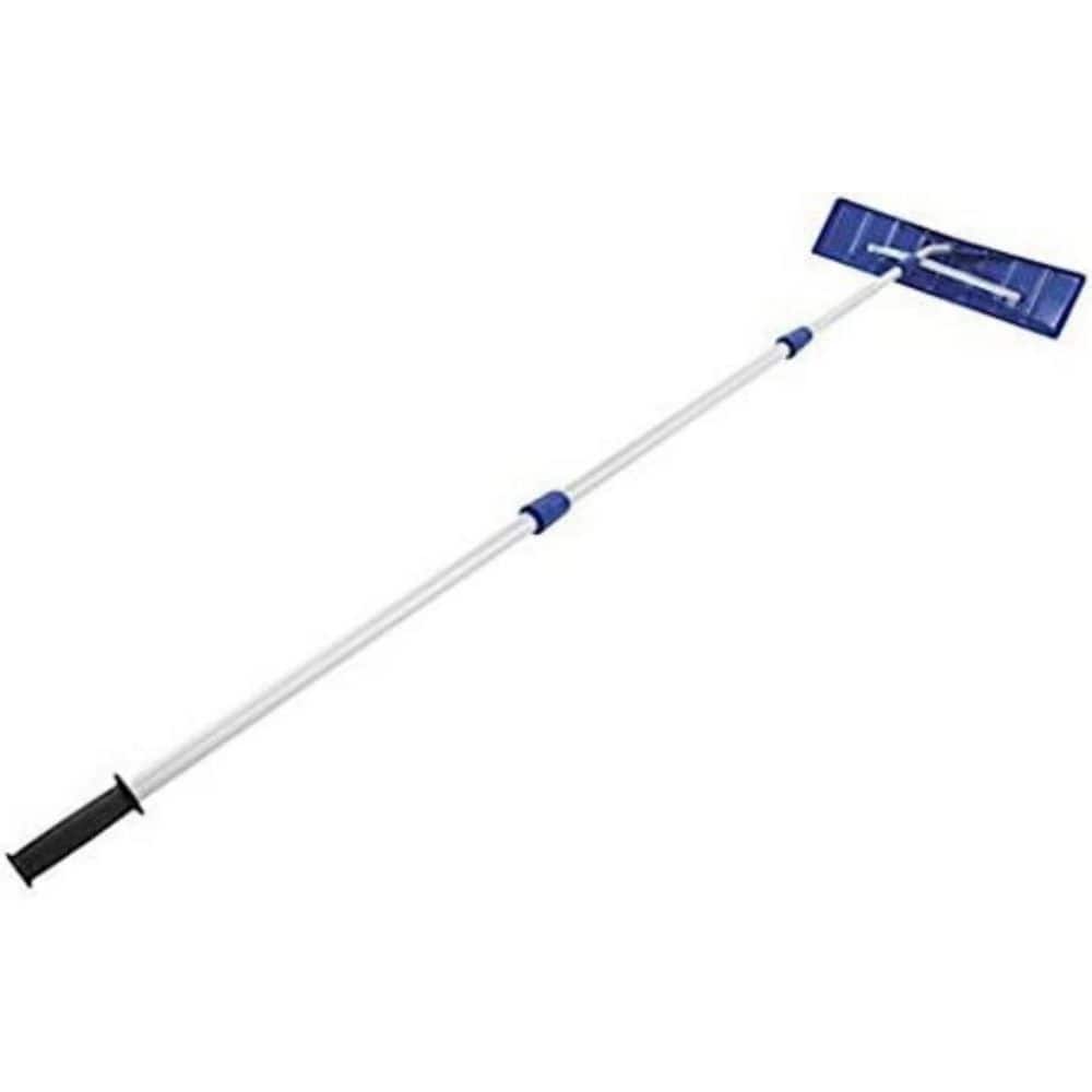 252 in. Polypropylene Telescopic Handle, with a 25 in. Aluminum Bladder Tablet Snow Shovel Roof Rake in Blue - Hercitys