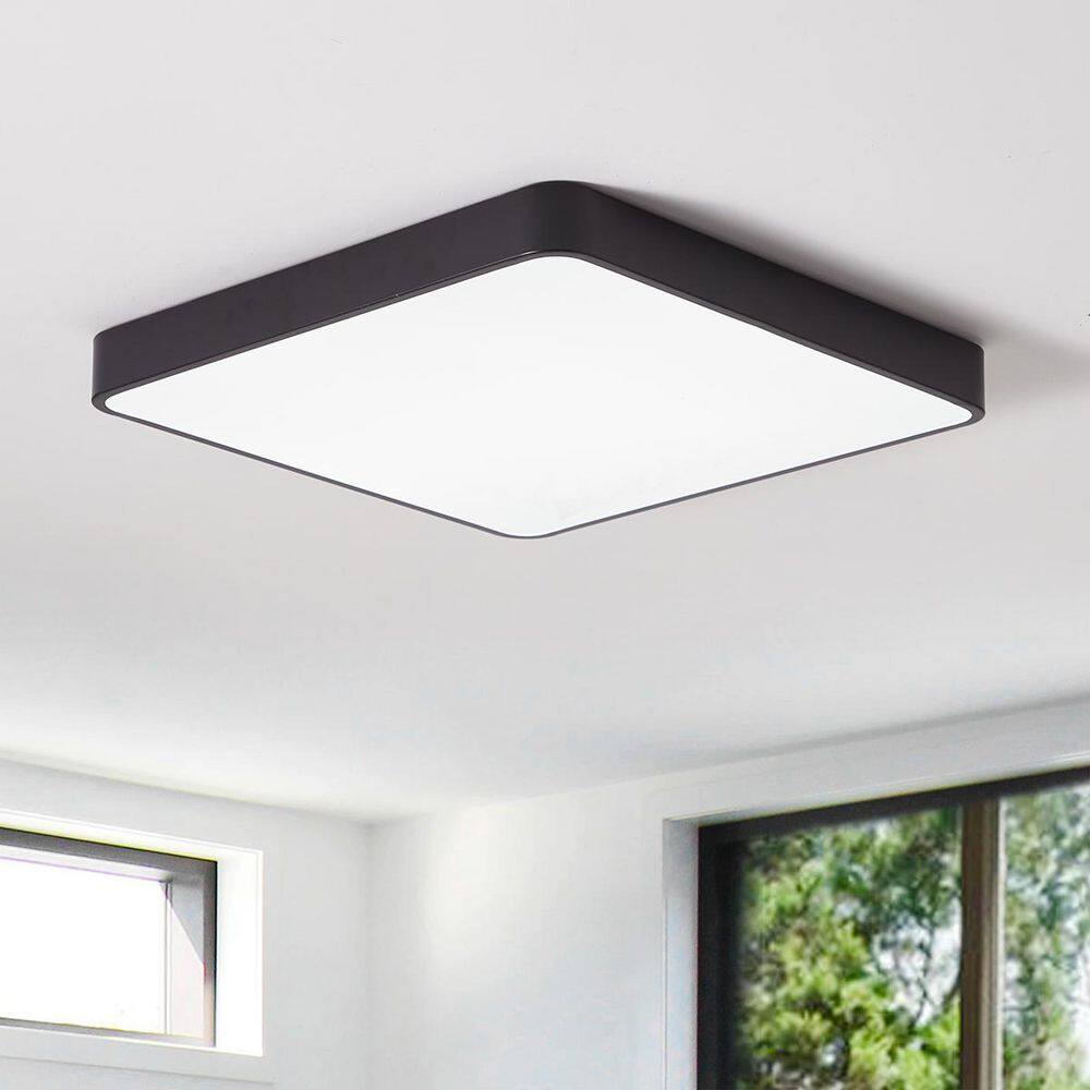 15.74 in. 36 Watt Modern LED Flush Mount Ceiling Light Black Ceiling Lighting Fixtures 6000K - Hercitys