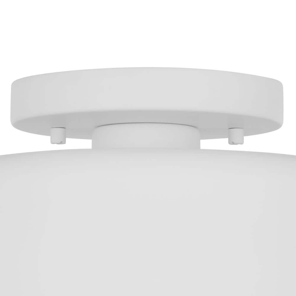 10 in. 1-Light Matte White Semi-Flush Mount - Hercitys
