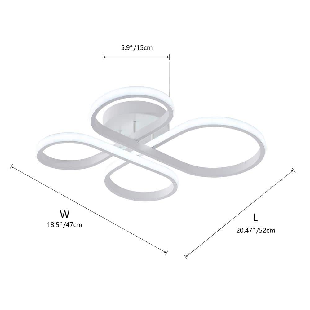 20.47 in. 1-Light Modern Linear Integrated LED Flush Mount Ceiling Lighting Fixtures - Hercitys