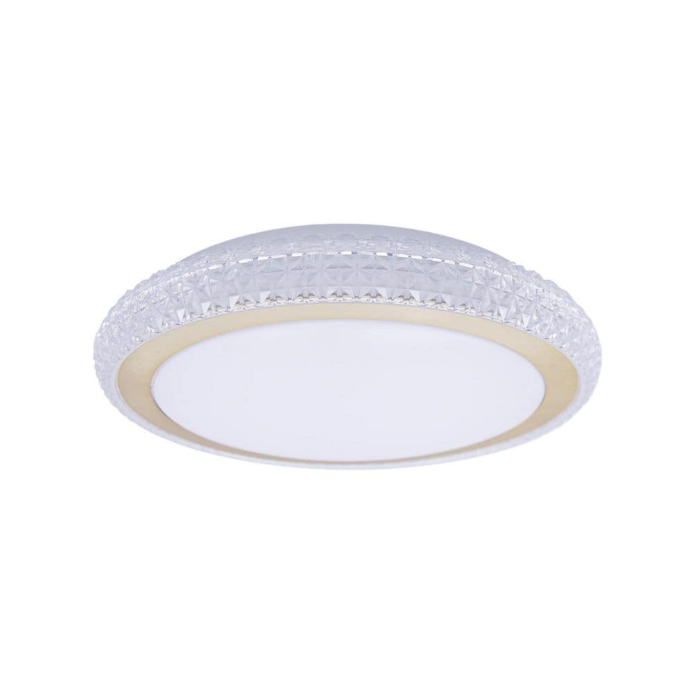 16.1 In. White Flush Mount Ceiling Light with Imitated Crystal Trim, Dimmable LED - Hercitys