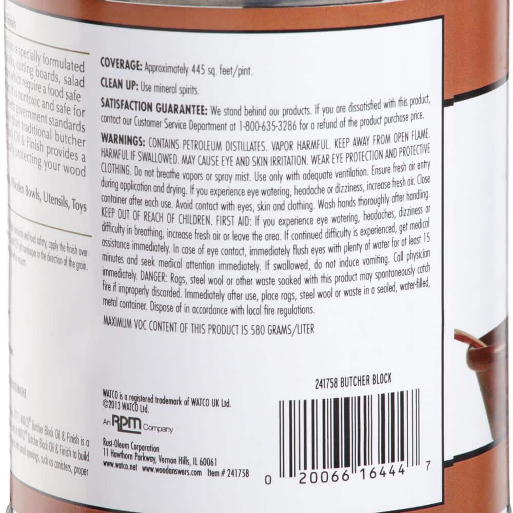 1 Pint Clear Butcher Block Interior Sealers Oil/Conditioner (Case of 4) - Hercitys