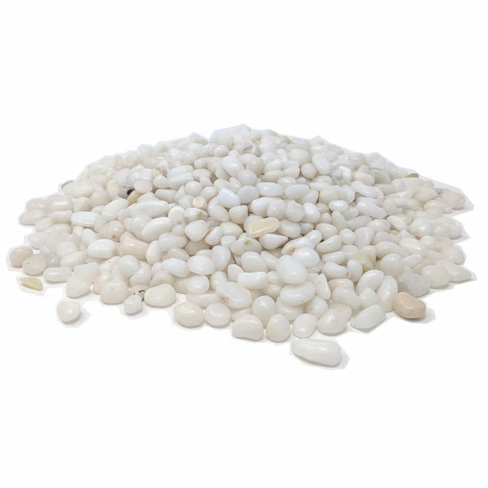 0.125 cu. ft. White Small Polished Pebbles 10 lbs. 3/8 in.-1/2 in. Size Landscape Rocks - Hercitys