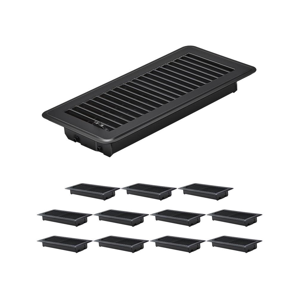 4 x 10in. Floor Registers, 12-Pack Vent Grilles, HAVC Heavy-Duty Walkable Iron Floor Vents, Easily Adjustable Rust-Proof - Hercitys