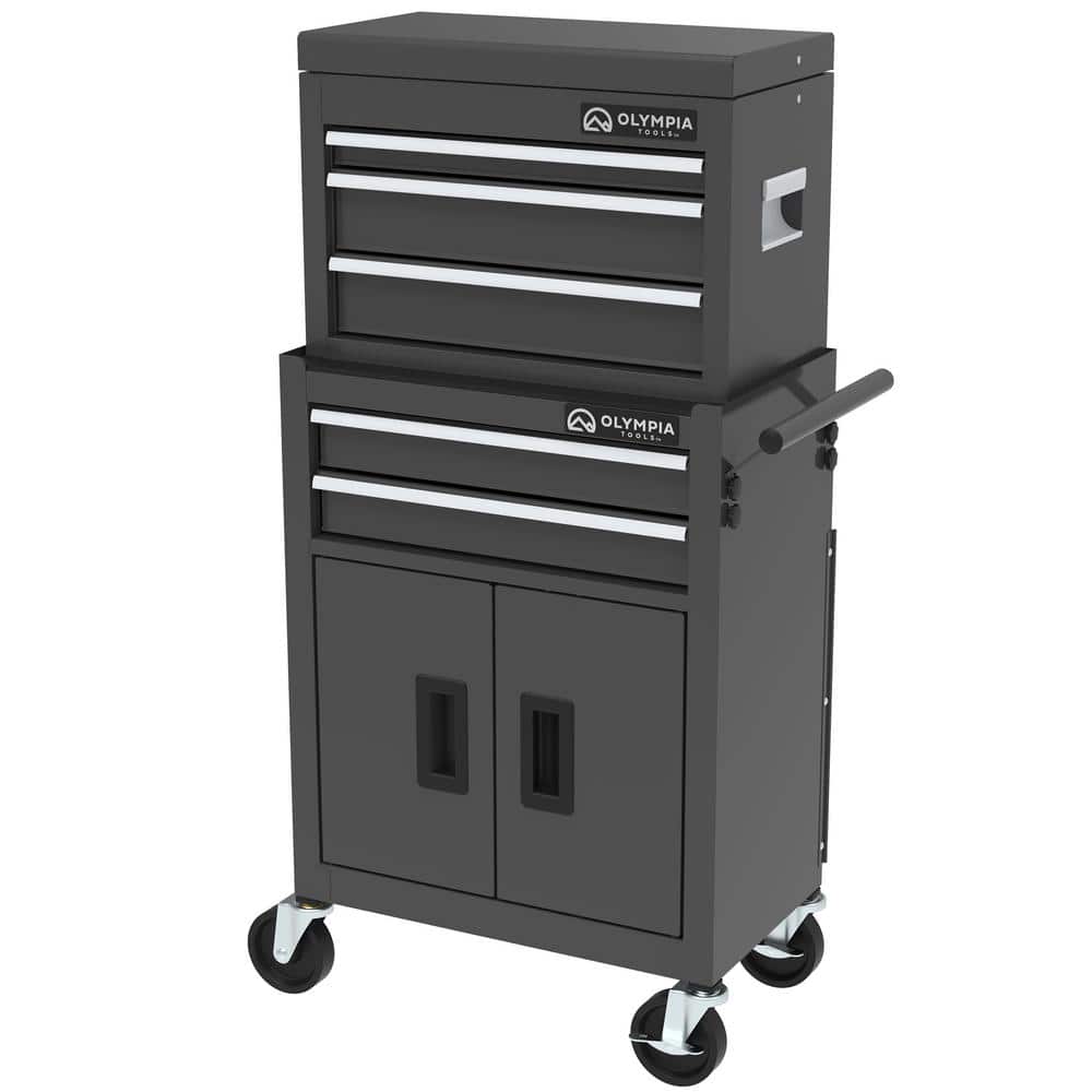 20 in. W x 12 in. D 5-Drawer Steel Tool Chest and Cabinet Combo with Power Outlets - Hercitys