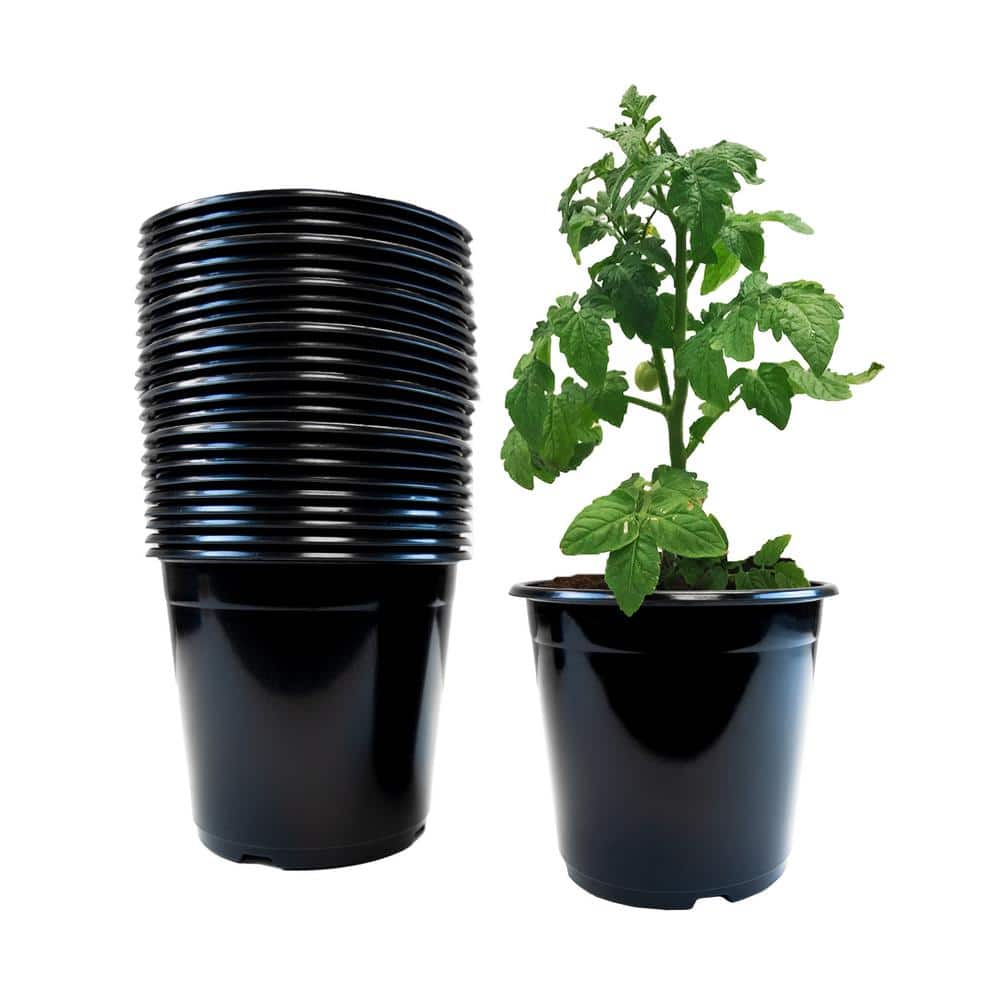 1 Gal. Black Plastic Nursery Pots (24-Pack) - Hercitys