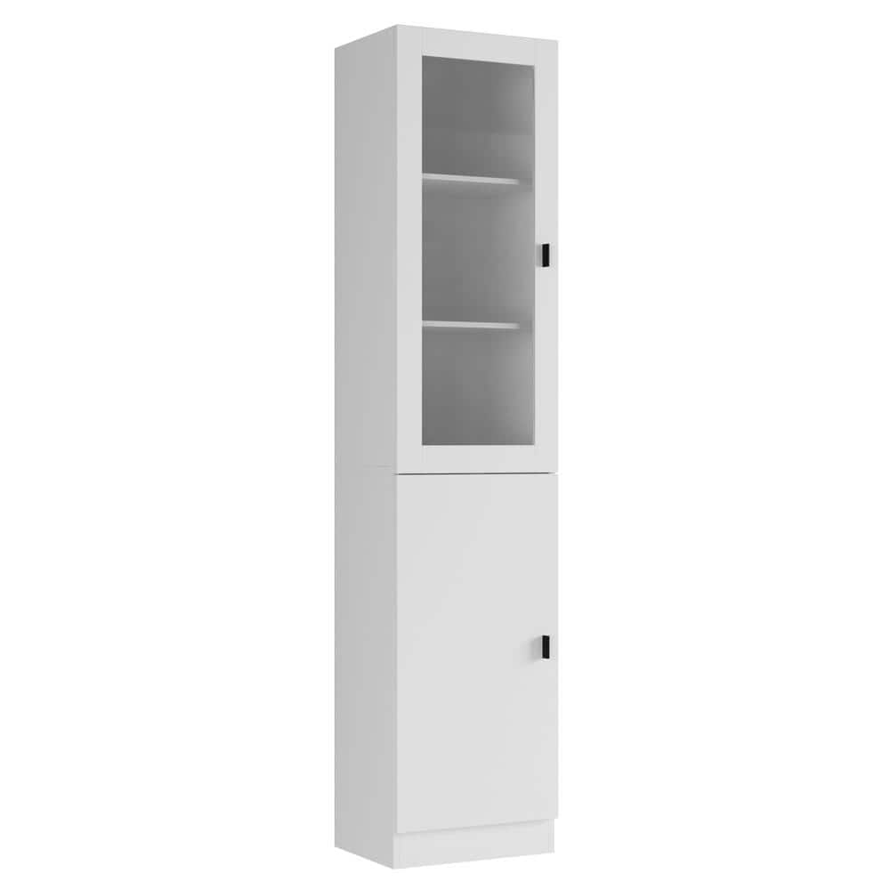 15.8 in. W x 11.5 in. D x 70.9 in H White Wood Quick Assemble Base Kitchen Cabinet with 2 Doors - Hercitys