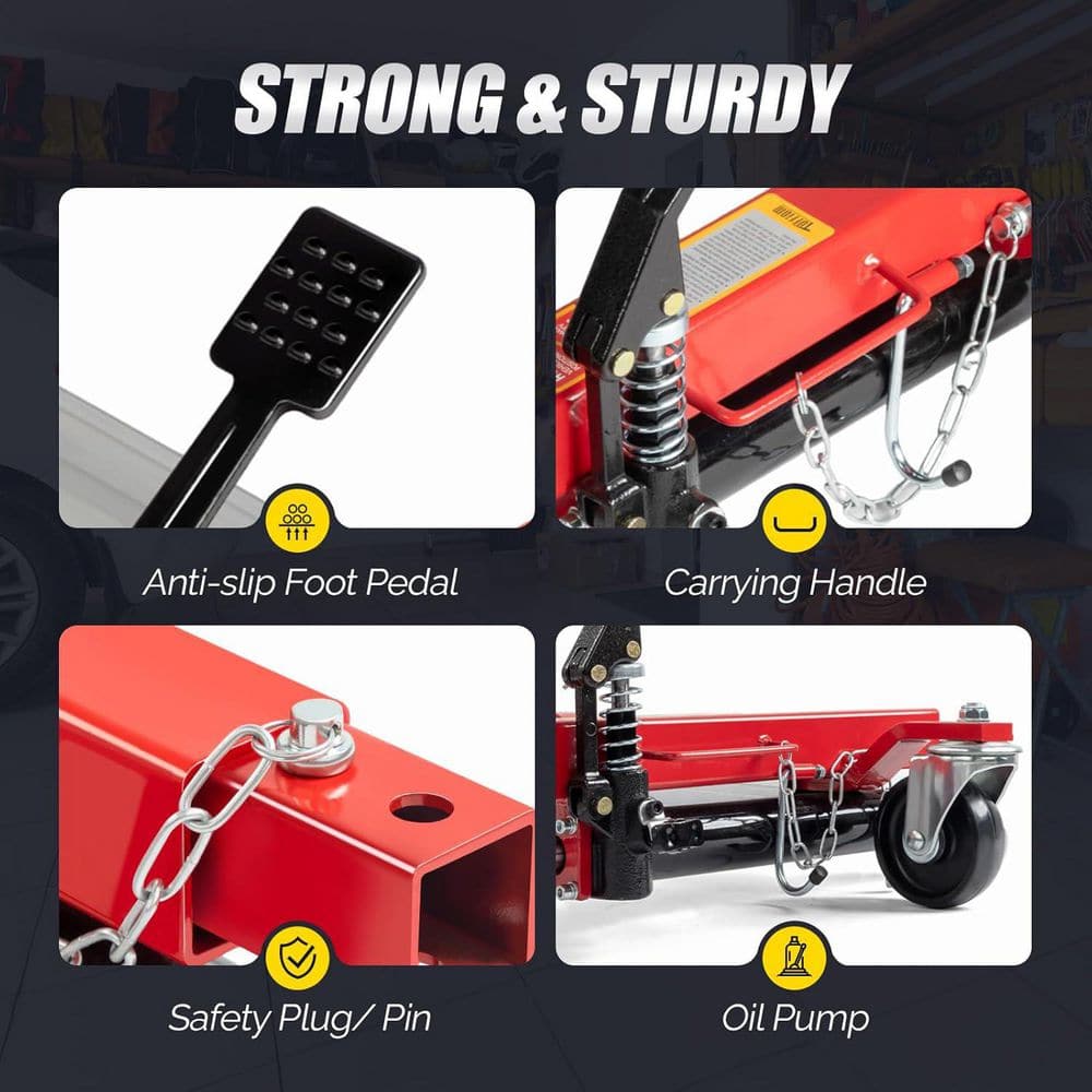 1500 lbs. Capacity Hydraulic Car Wheel Dolly in Red 2-Pack - Hercitys