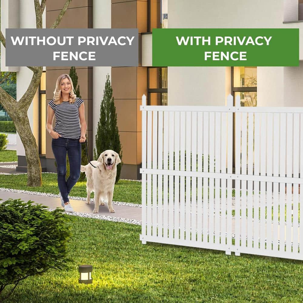 48 in. Outdoor Vinyl Privacy Screen Fence Panels, Air Conditioner Fence Kit Strip Panels (2 Panels) - Hercitys