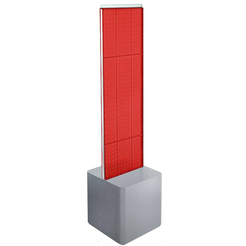 49 in. H x 13.5 in. W 2-Sided Pegboard Floor Display on Silver Studio Base - Hercitys