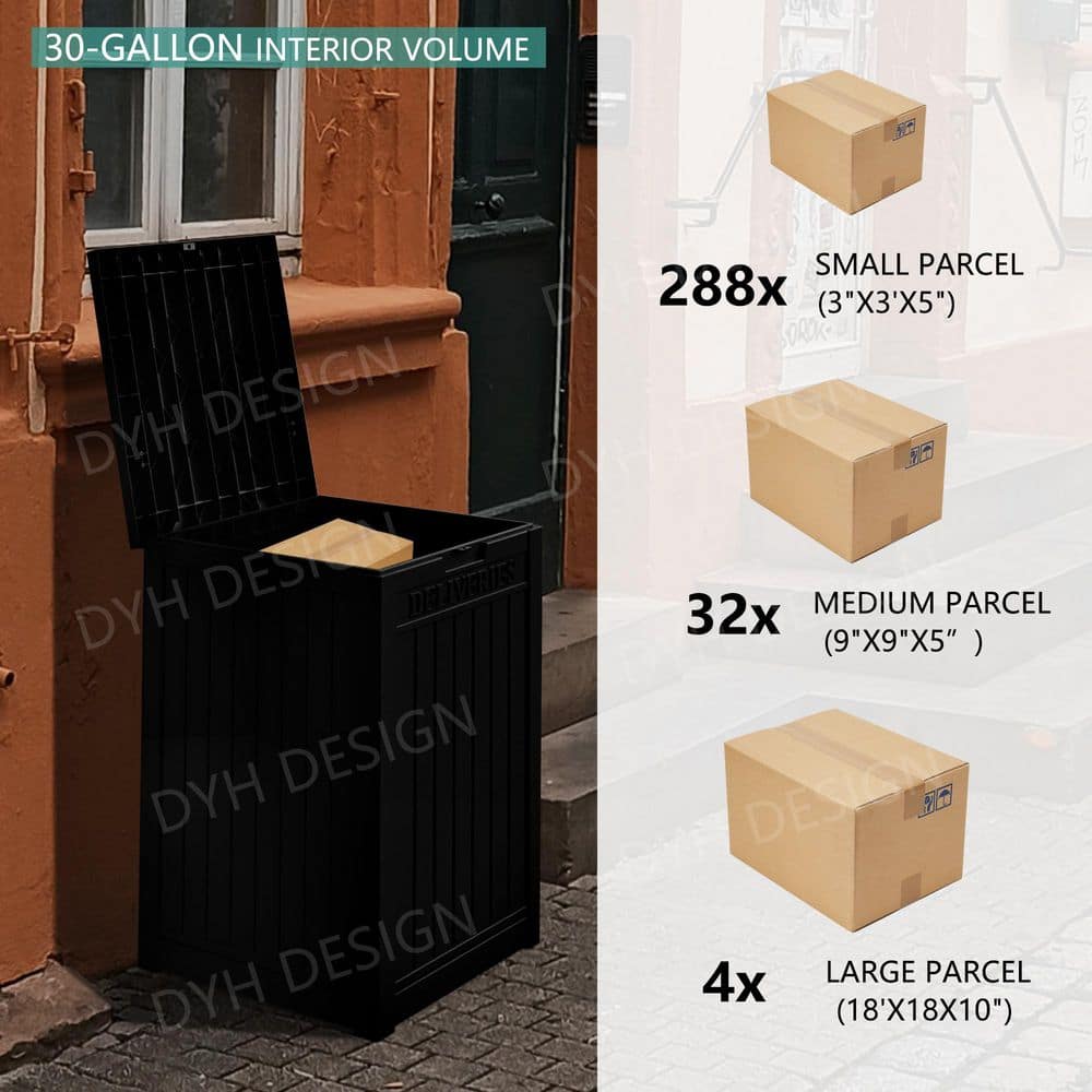 51 Gal. Waterproof Double-Wall Resin Deck Box with Lockable Lid in Black - Hercitys