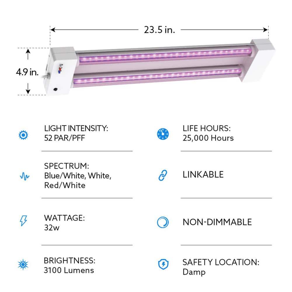 32-Watt White Indoor LED Gro-Watt Light White Adjustable Light - Hercitys
