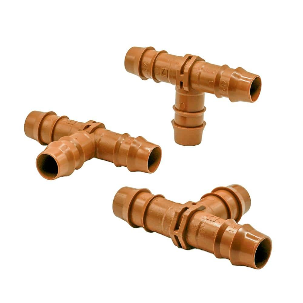 1/2 in. Barbed Tee, 600 in. ID, 17 mm, BRN (20-Pack) - Hercitys
