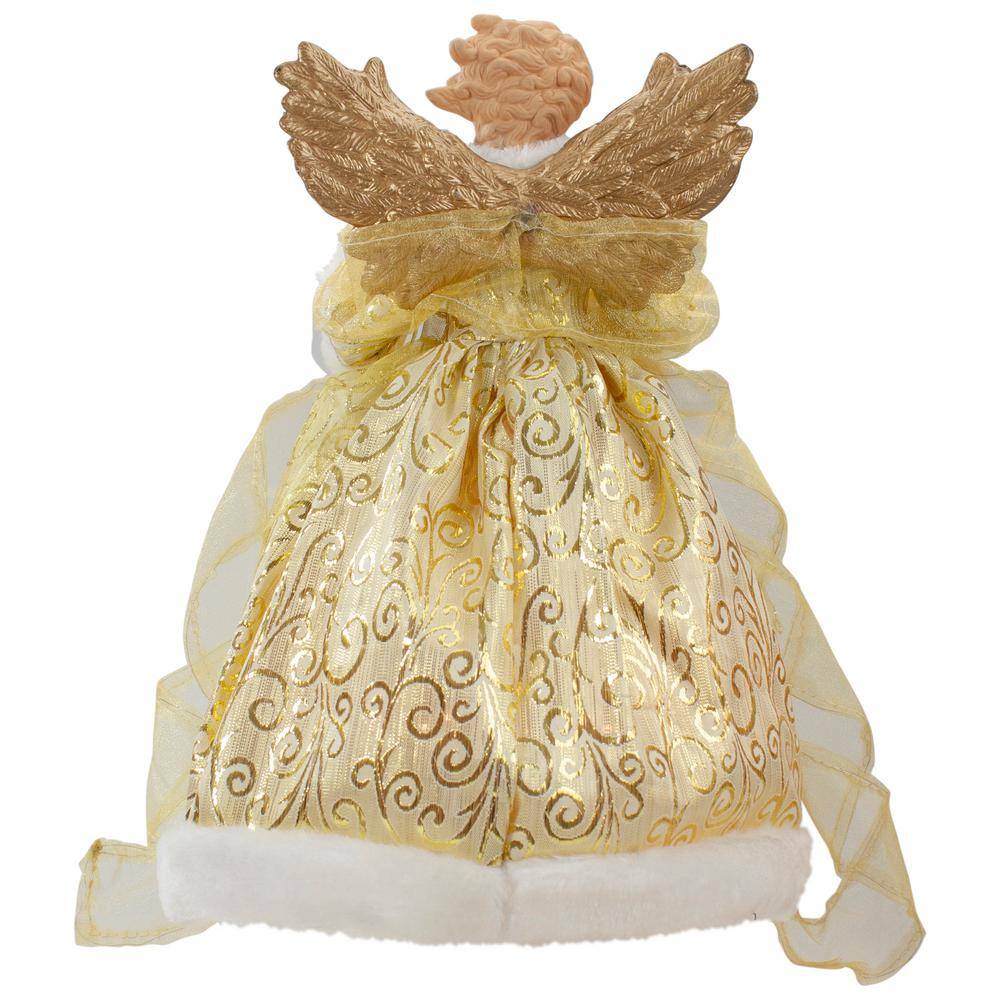 12 in. Lighted Gold Angel with Wings Christmas Tree Topper – Clear Lights - Hercitys
