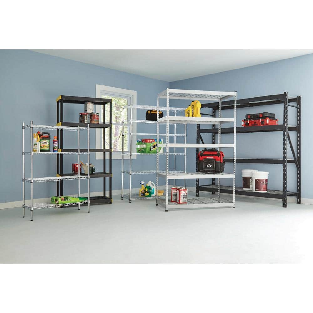 5-Tier Easy Assembly Multi-purpose Plastic Garage Storage Shelving Unit in Black (36 in. W x 74 in. H x 18 in. D) - Hercitys