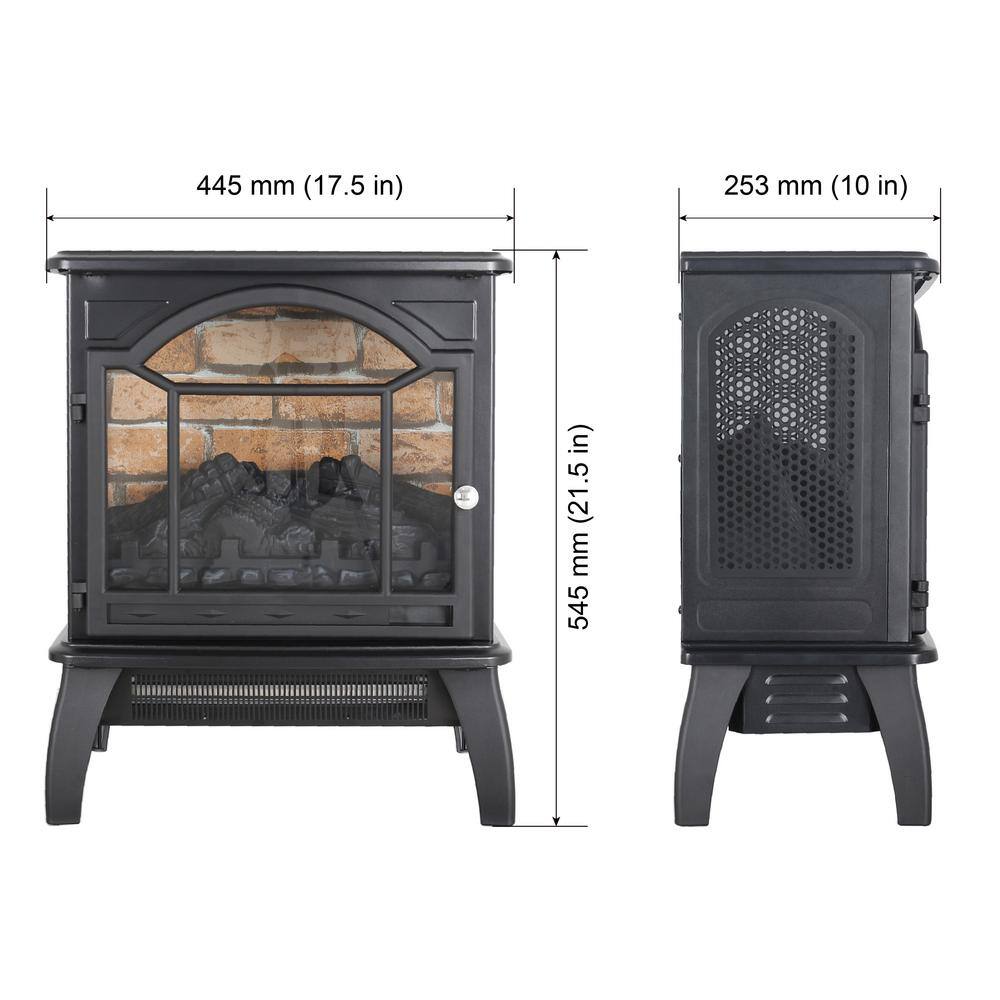 18 in. Freestanding 3D Flame Infrared Quartz Electric Fireplace in Black with Remote Control - Hercitys