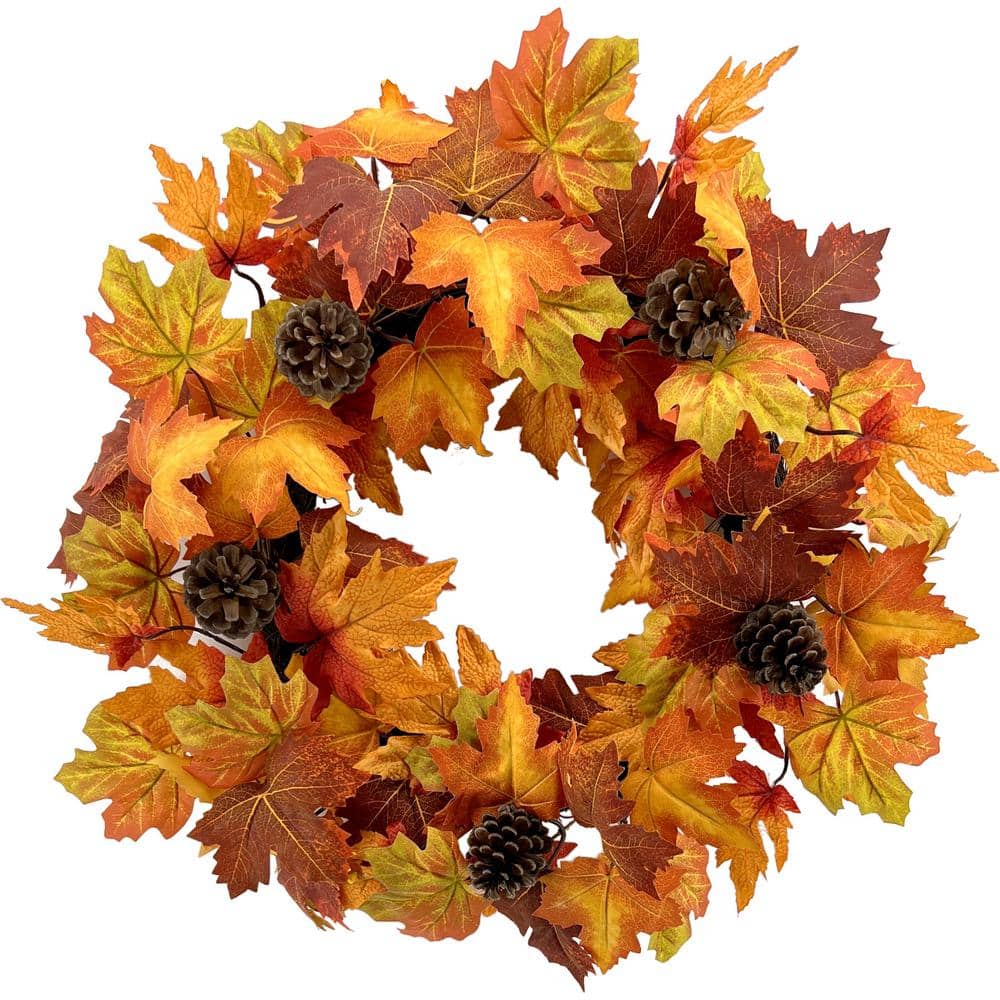 24 in. Fall Harvest Maple Leaf Wreath - Hercitys