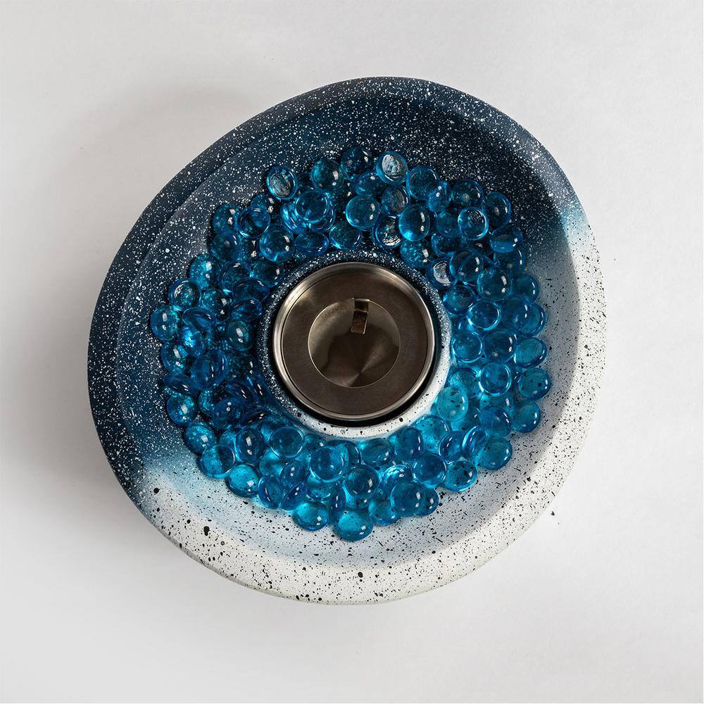 11.42 in. x 5.91 in. Oval Ethanol Concrete Tabletop Fire Pit with Personal Fireplace Mini Fire Pit in White Blue - Hercitys