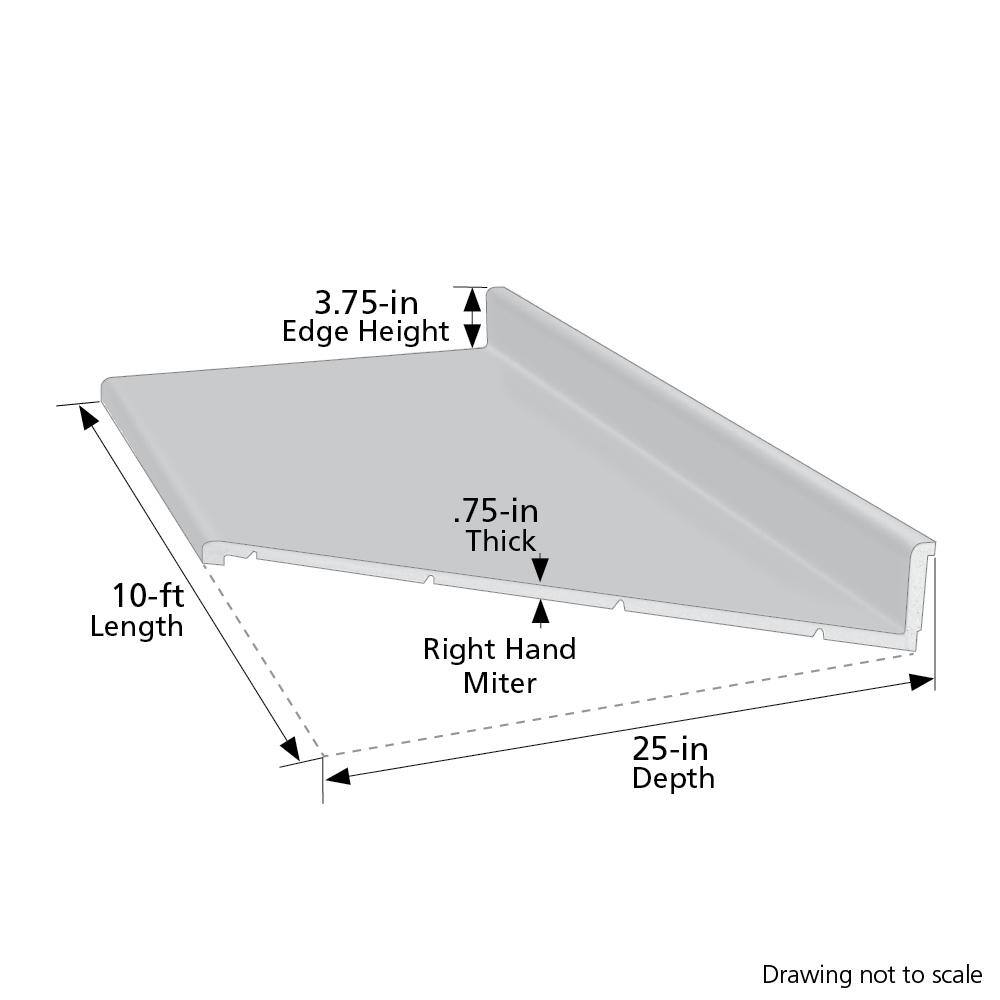 10 ft. Right Miter Laminate Countertop in Textured Anzio Marble with Waterfall Edge and Integrated Backsplash - Hercitys