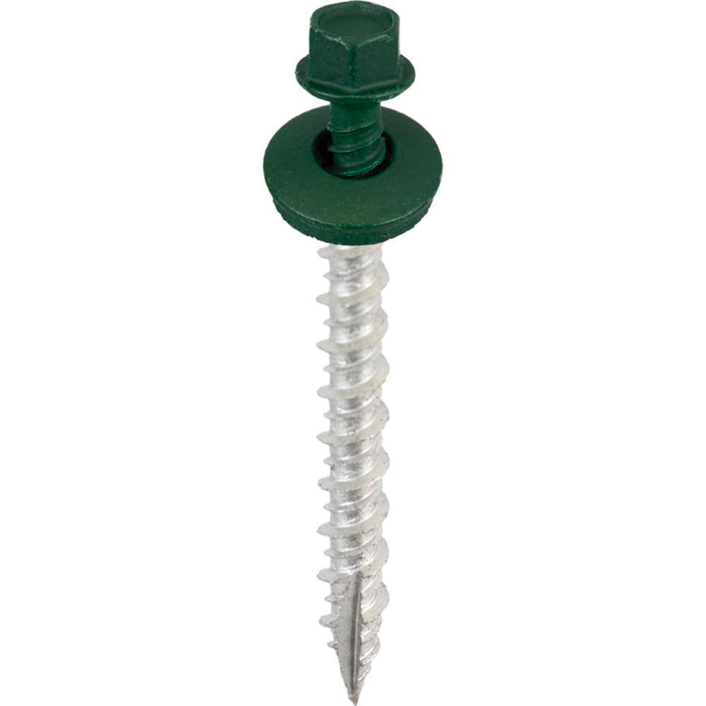 #14 x 2.5 in. Hex Head Forest Green Metal-Wood Screw (Bag of 250) - Hercitys