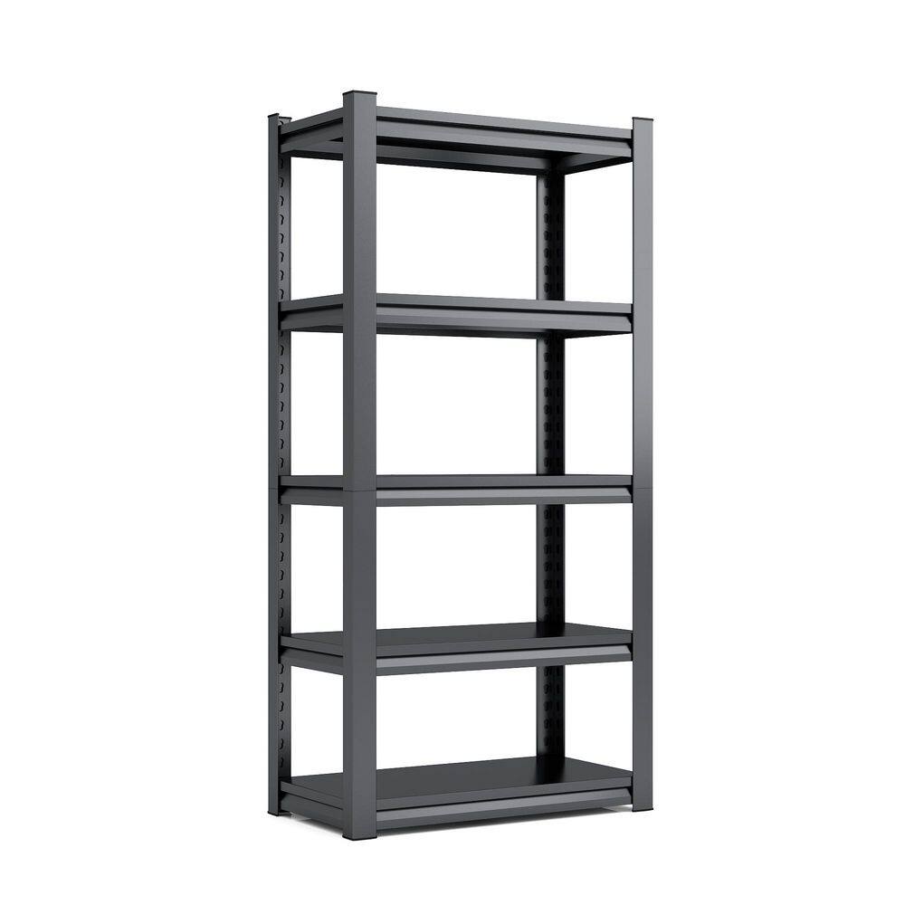 5 Tier Metal Shelves for Storage Garage Shelving 2000 lbs. Heavy Duty Storage Shelves for Kitchen, Garage in Black+ Gray - Hercitys