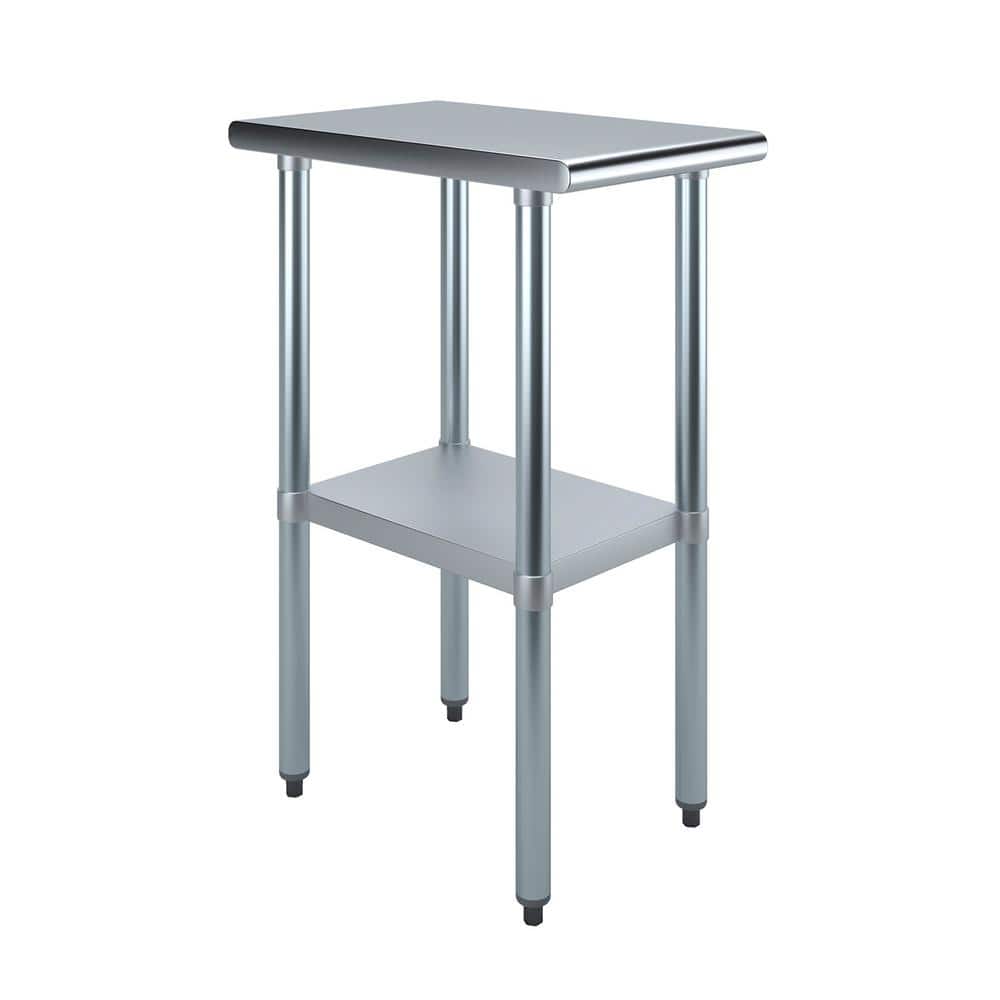 24 in. x 15 in. Stainless Steel Kitchen Utility Table with Adjustable Bottom Shelf - Hercitys