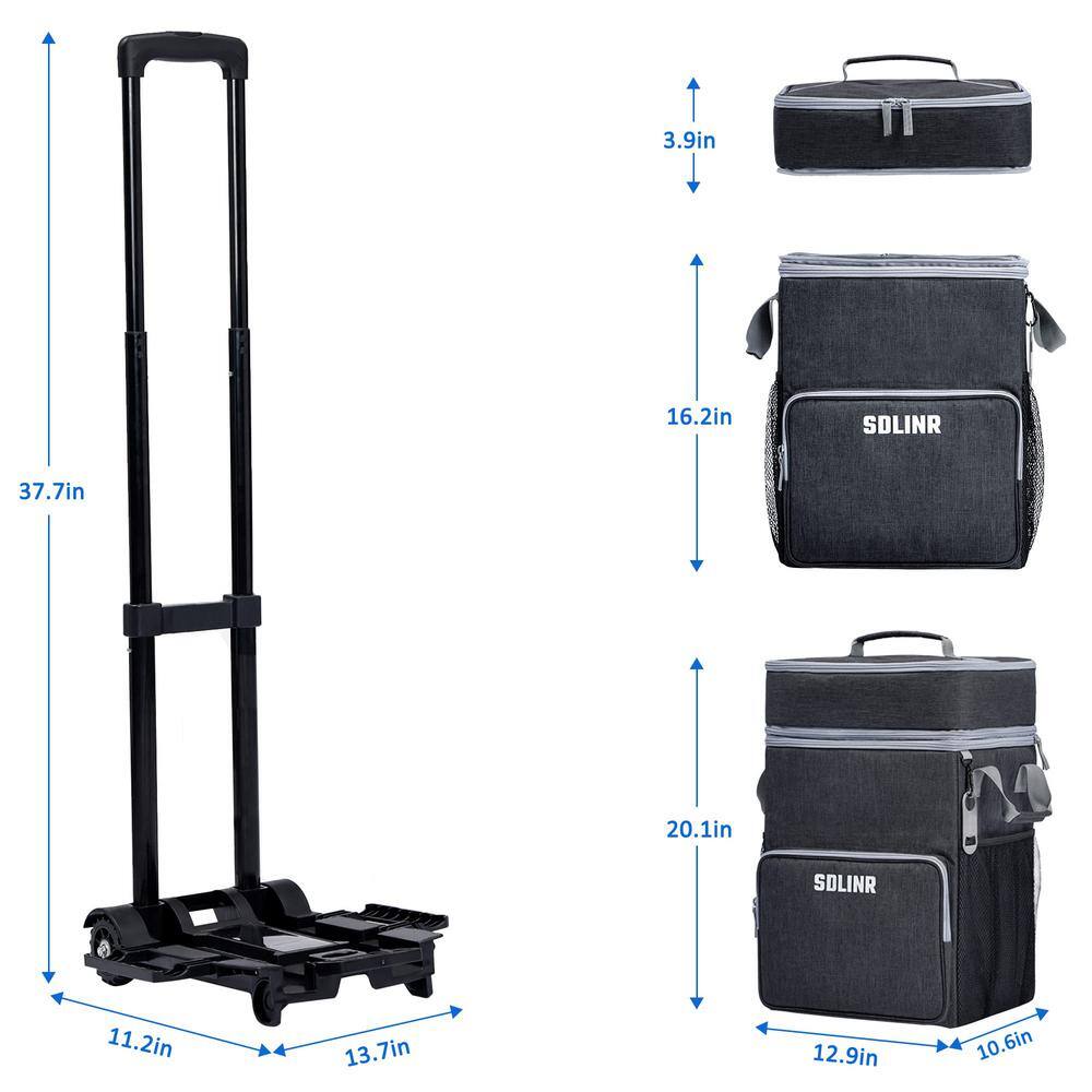 47 qt. Large Dark Gray Leakproof Insulated Soft-Side Cooler with Wheels and Telescoping Handle for Camping and Travel - Hercitys