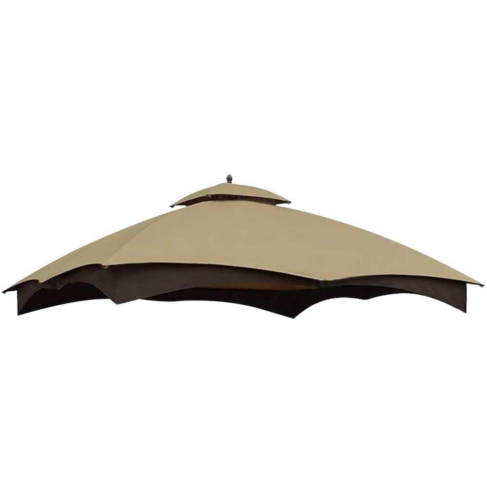 10 ft. x 12 ft. Patio Double Gazebo Roof, Gazebo Cover with Vents, Replacement Top Only (Beige) - Hercitys