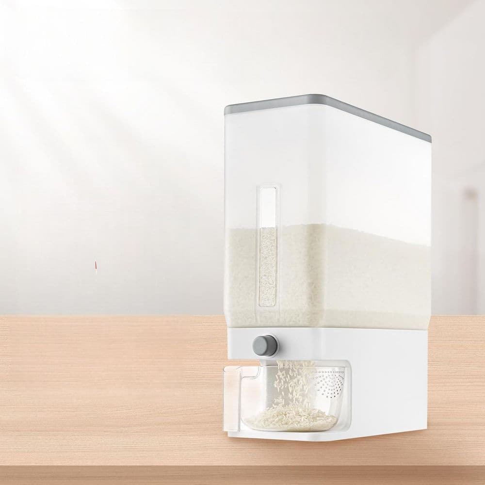 25 Lbs Clear Rice Storage Container Sealed Moisture Proof with Measuring Cup for Kitchen Pantry, Dry Food Dispenser - Hercitys
