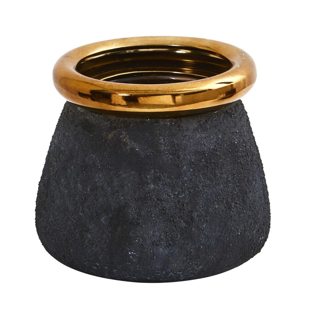 10in. Stone Planter with Bronze Rim - Hercitys