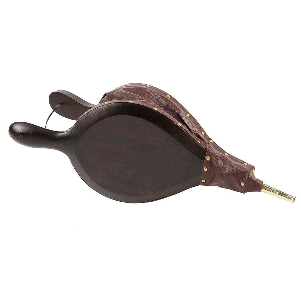 19 in. L Wood Brown and Brass Shaker Fireplace Bellow - Hercitys