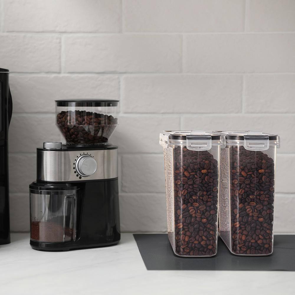 (2-Pack) Airtight Coffee Bean Storage Container Set in Clear Plastic with Easy-Access Lids - Hercitys