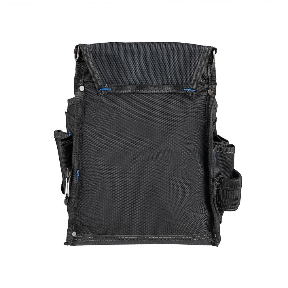 11 in. 14-Pocket Electricians Professional Tool Belt Pouch with Hammer Loop and Tape Measure Holder in Black - Hercitys