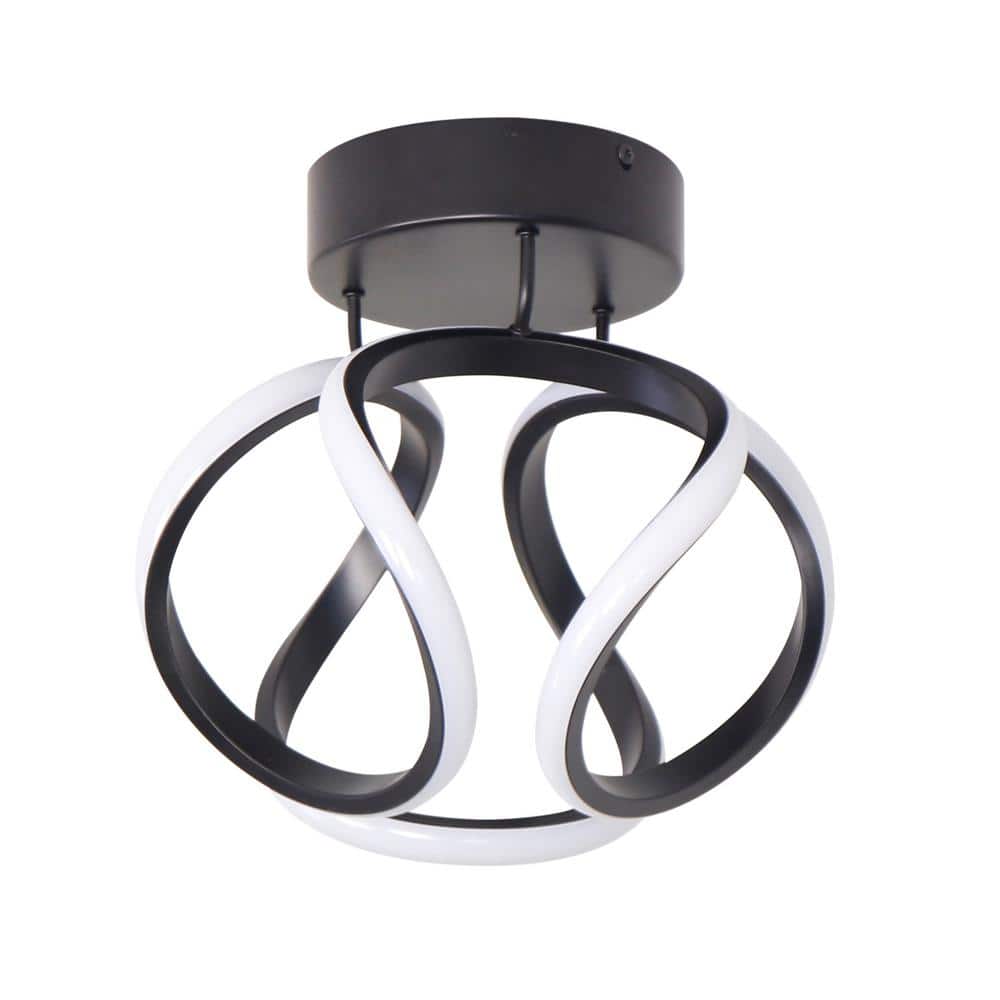 11 in. 1-Light Black Integrated LED Semi-Flush Mount for Entrance Hallway, 3000K Triac Dimmable - Hercitys