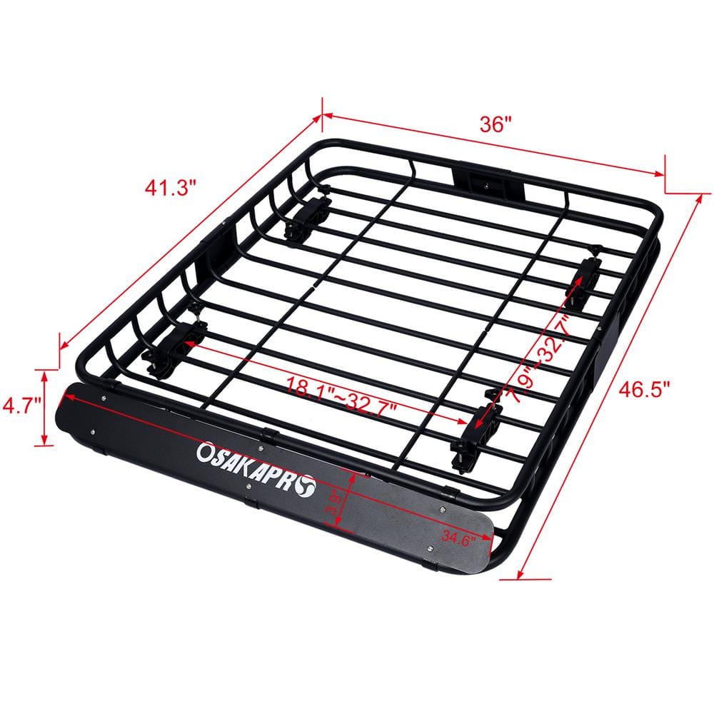 150 lbs. Capacity 42 in. Motoring Roof Rack Cargo Carrier with 2 Pieces 12 ft. Tie-Down Straps - Hercitys
