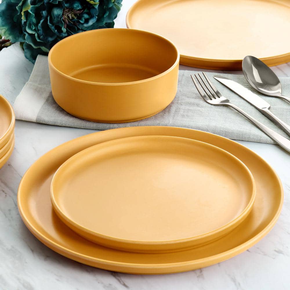 12 Piece In Yellow Round Melamine Dinnerware Set Canyon Crest - Hercitys