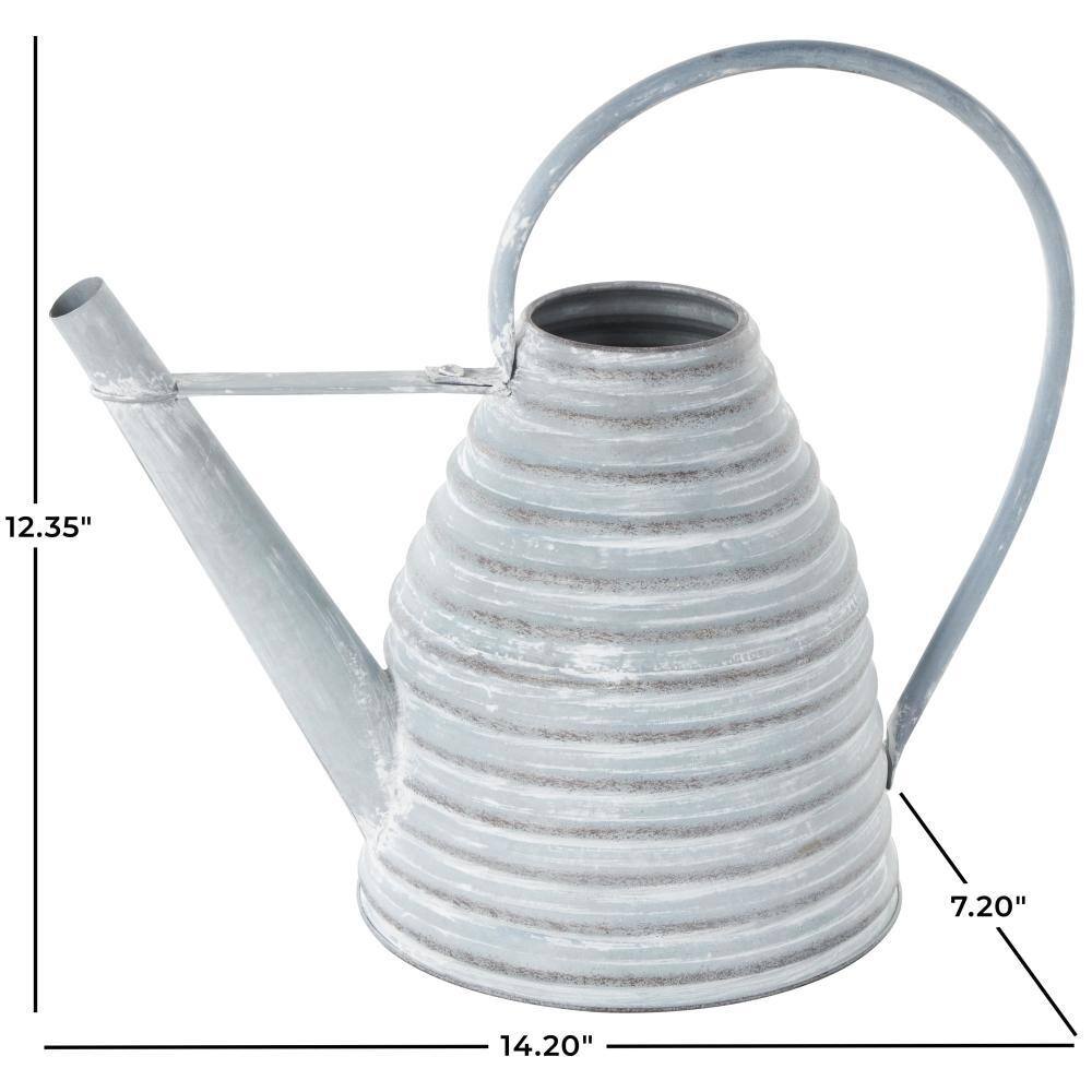 12 x 14 x 7 in. Medium Gray Metal Watering Can Beehive Shaped Watering Can Planter with Large Loop Handle - Hercitys