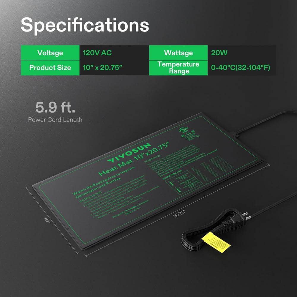 10 in. x 20.75 in. Durable Waterproof Seedling Heat Mat (4-Pack) - Hercitys