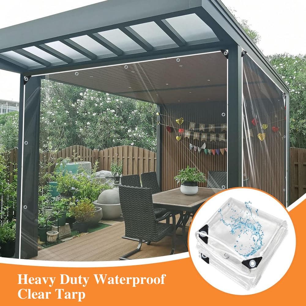 3 ft. x 6 ft. Clear Tarp Heavy Duty Waterproof with Eyelets for Camping, Patio Pergola Garden Canopy Rainproof Anti - Hercitys