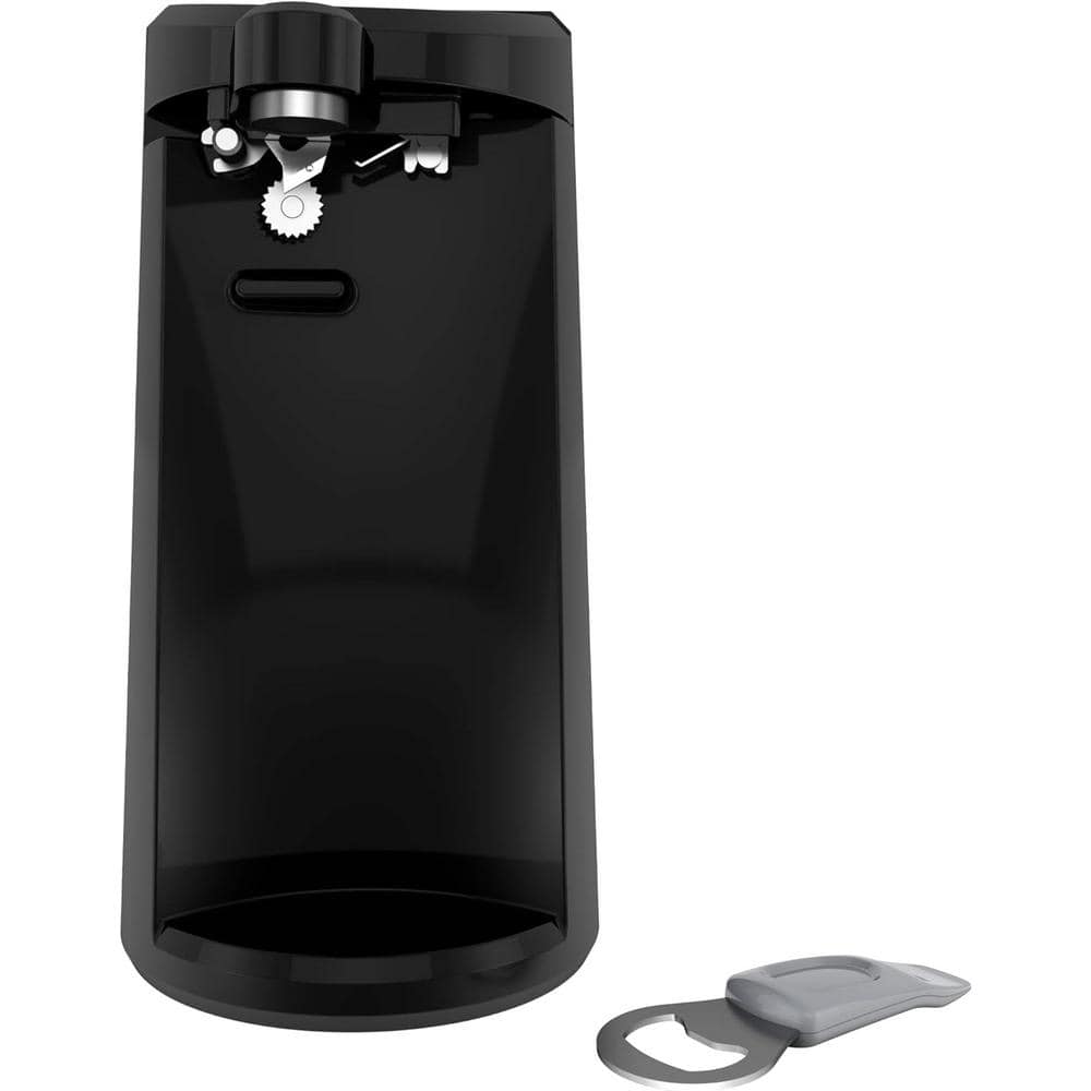 1-Touch Tall Electric Can Opener, Removable Multi-Tool with Knife Sharpener, Bottle Opener, Pop-Top Remover, Black - Hercitys