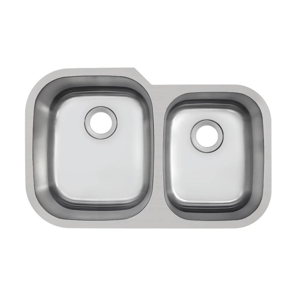 31.5 in. Undermount 60/40 Double Bowl 18 Gauge Stainless Steel Kitchen Sink - Hercitys