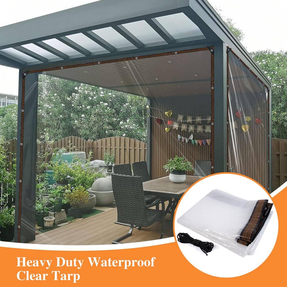 10 ft. x 10 ft. Clear Tarp Heavy Duty Waterproof with Eyelets for Camping, Patio Pergola Garden Canopy Rainproof Anti - Hercitys