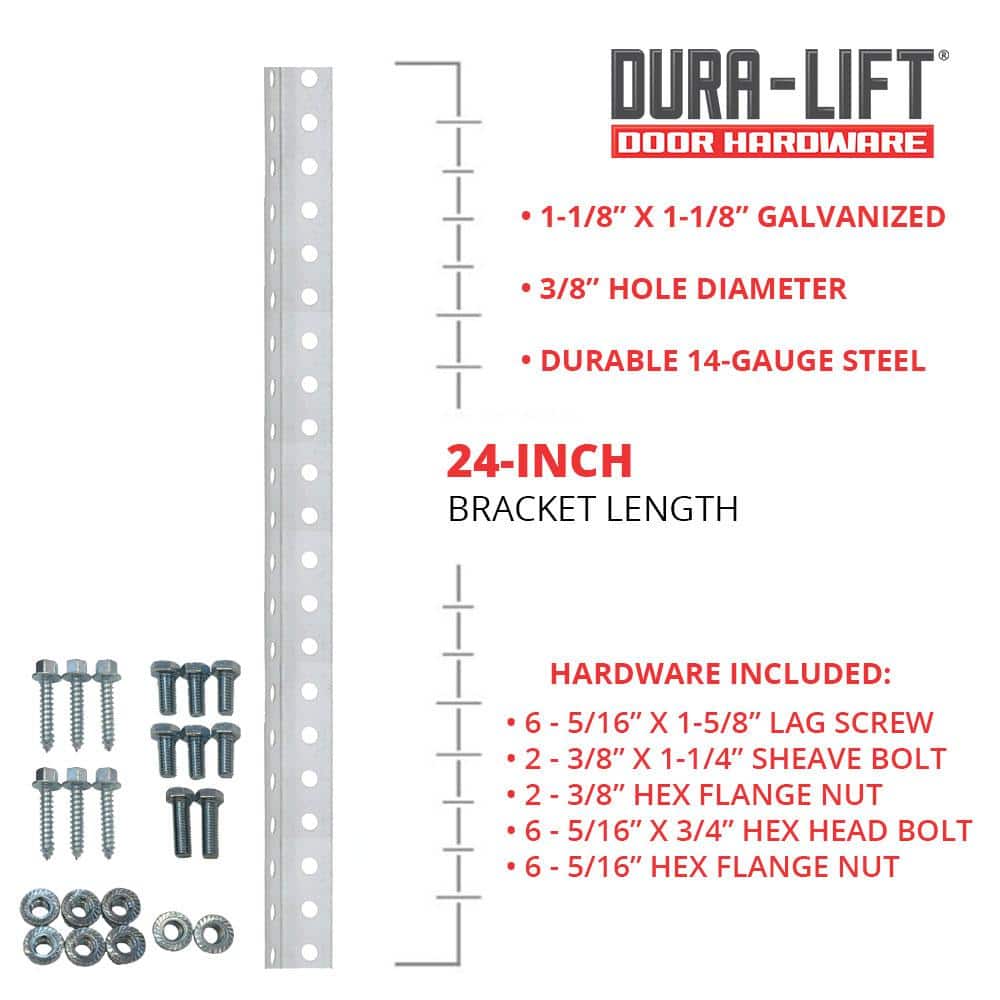 1-1/8 in. x 24 in. Galvanized 14-Gauge Steel Punched Angle Iron Bracket and Mounting Hardware (4-Pack) - Hercitys
