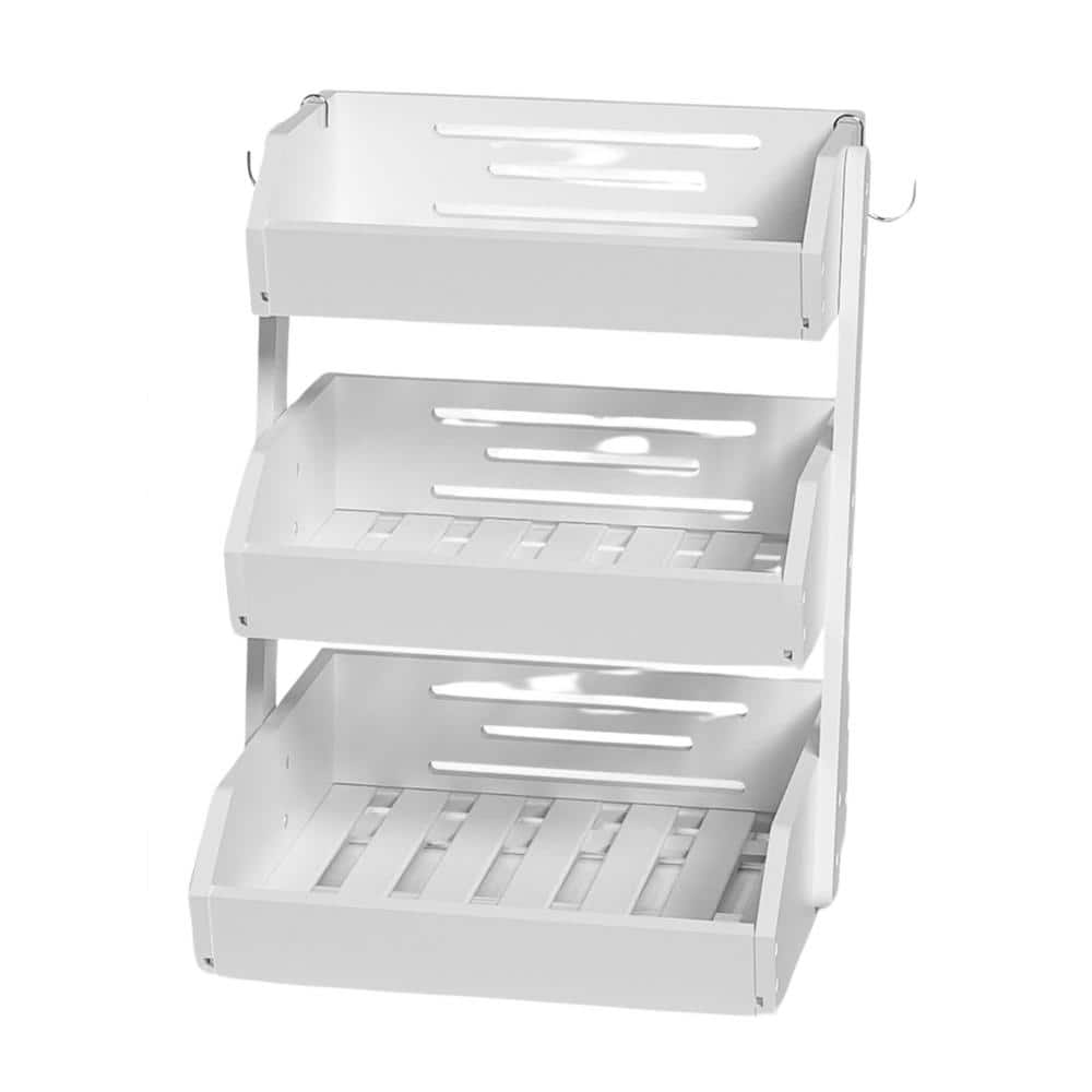 3-Tier Fruit Bowl For Kitchen Counter, Large Fruit Holder With Banana Hangers For Fruit and Vegetable Storage in White - Hercitys