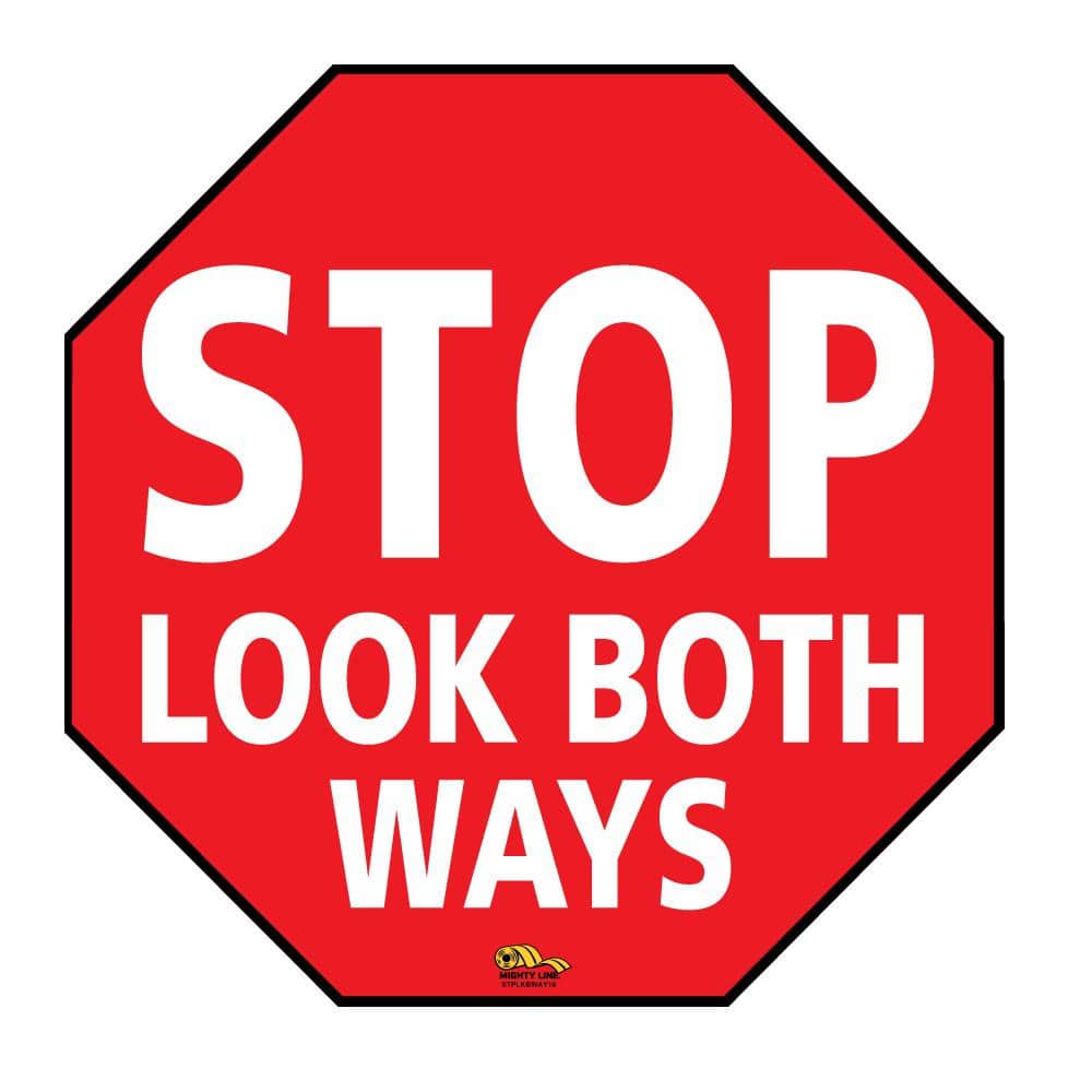 12 in. Stop Look Both Ways Floor Sign - Hercitys