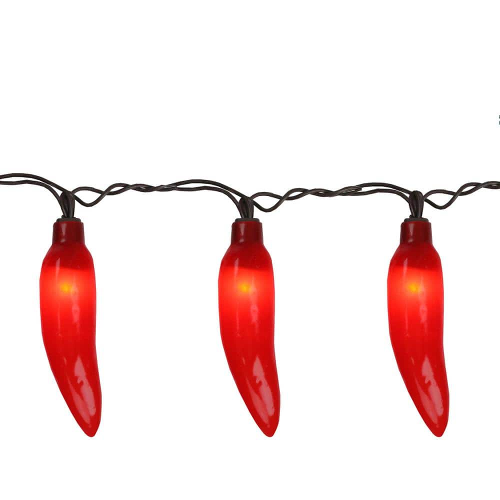 35-Count Red Chili Pepper Patio String Light Set, 22.5 ft. Brown Wire - Hercitys