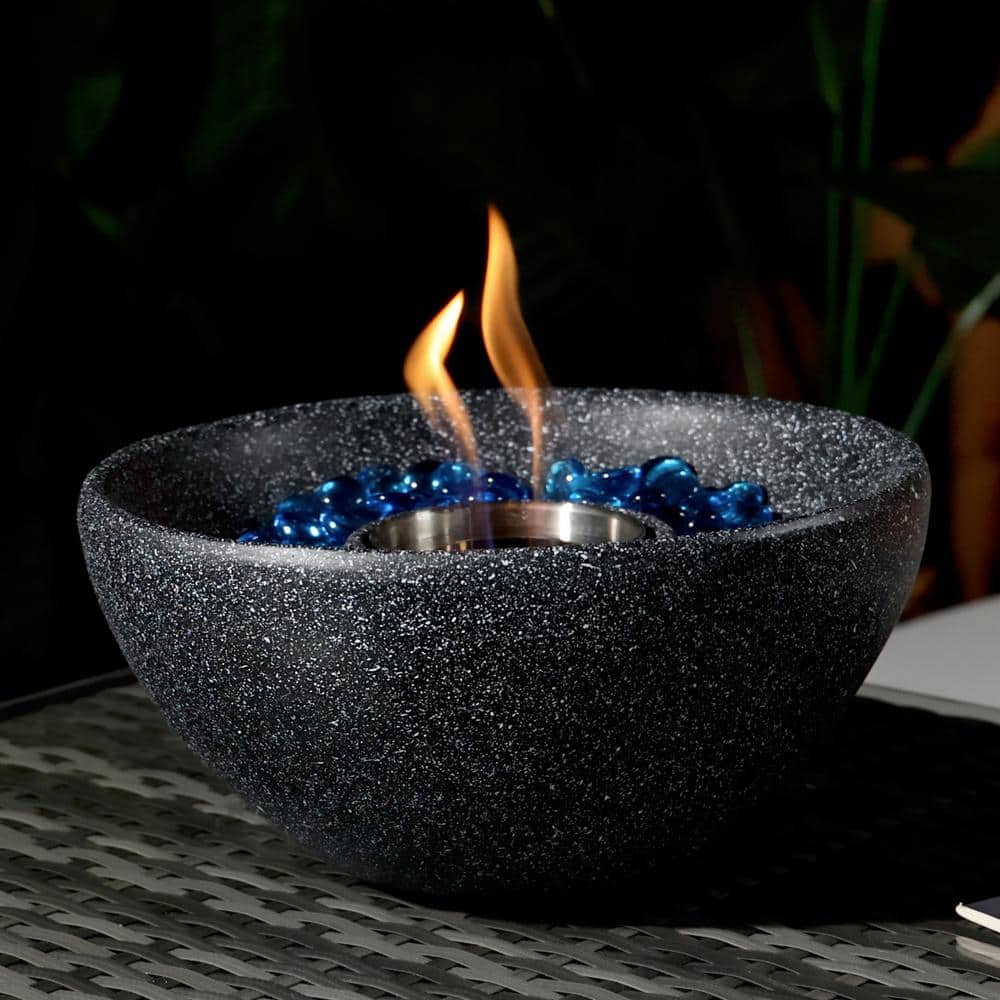 10.63 in. W x 10.63 in. D x 5.12 in. H Round Concrete Gel Outdoor Fire Pit in Black - Hercitys