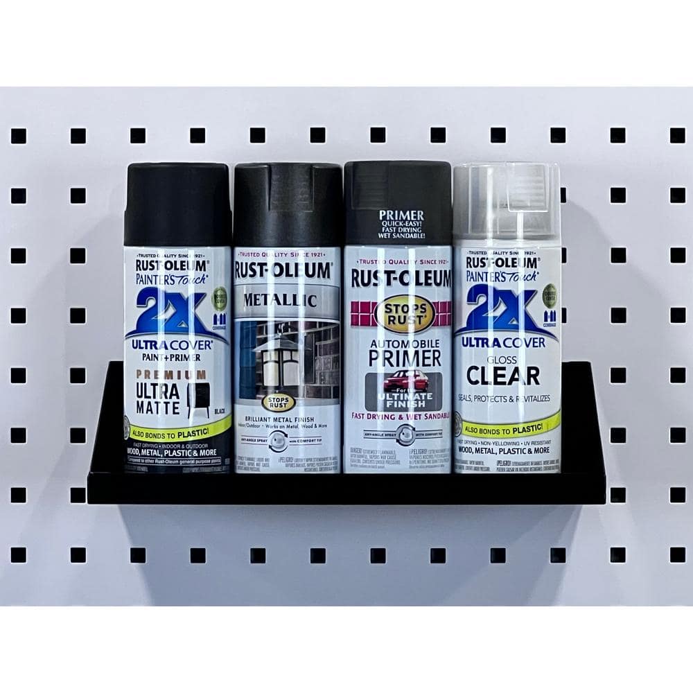 12 in. W x 6 in. D Black Epoxy Powder Coated Steel Garage Wall Shelf - Hercitys