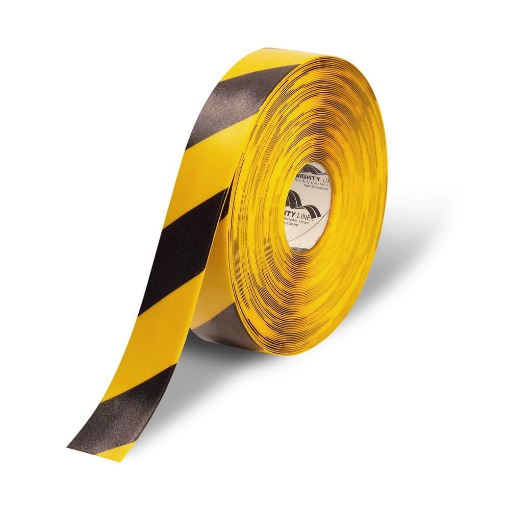 2 in. Safety Floor Tape in Yellow with Black Chevrons 100 ft. Roll - Hercitys