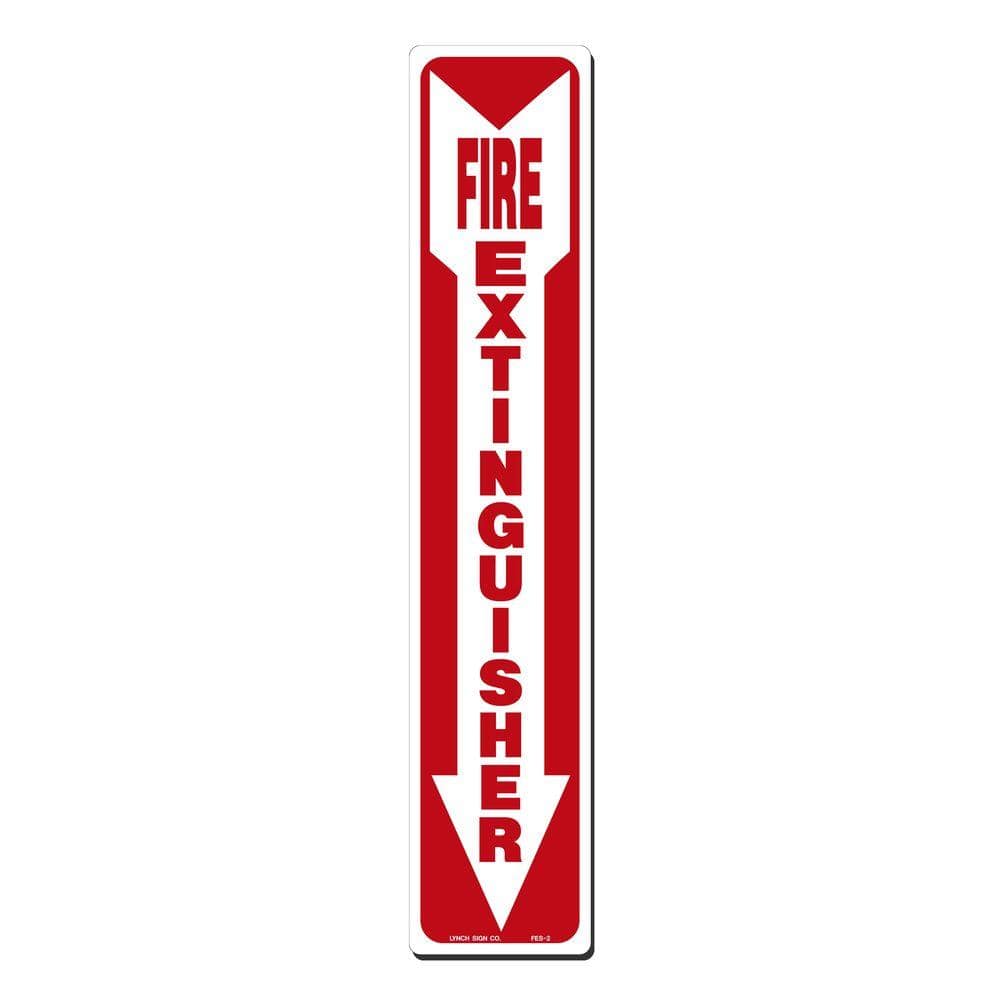 4 in. x 20 in. Decal Red on White Sticker Fire Extinguisher with Arrow Down - Hercitys
